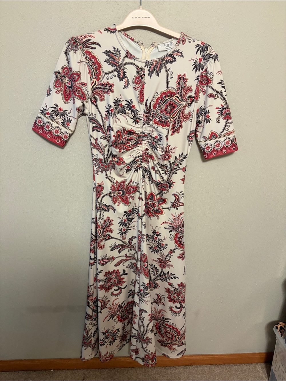 Sea New York Cassandra Print Ruched Dress, Paisley, size M